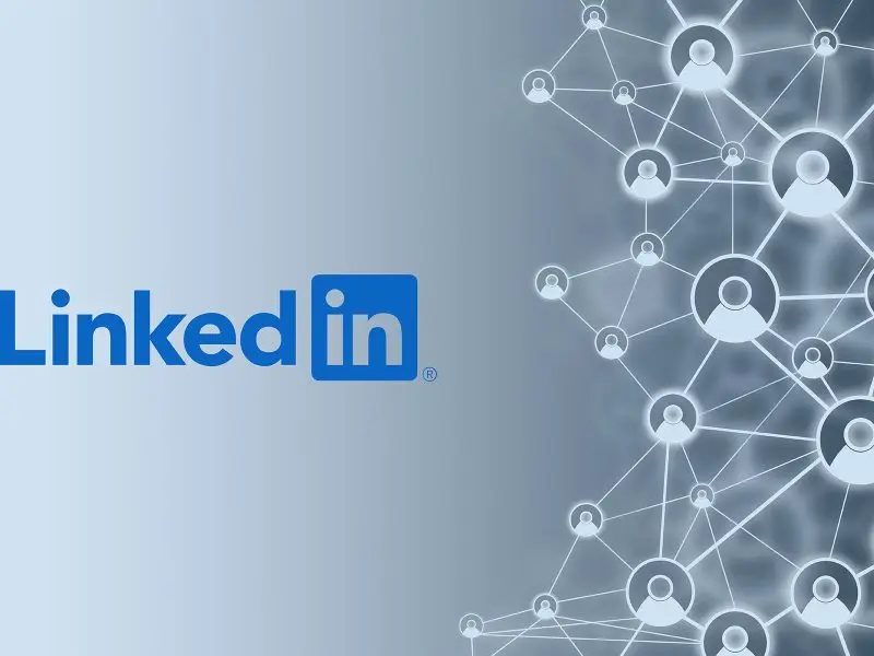 Changing LinkedIn Profile Backgrounds the graphic shows the LinkedIn logo and a network of people graphic