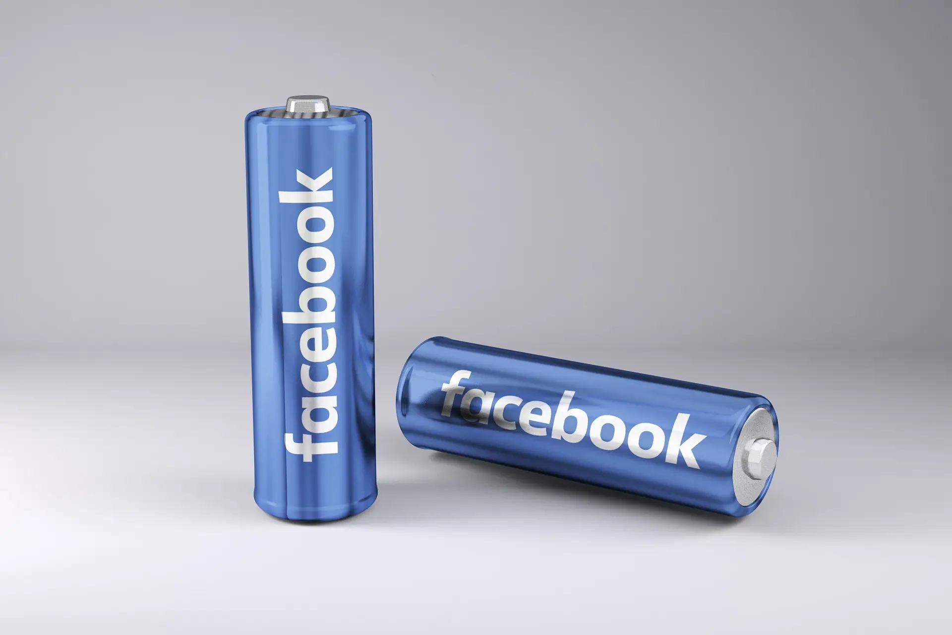 New Facebook Create Call To Action Button - image shows two batteries labelled as Facebook - concept for new call to action button