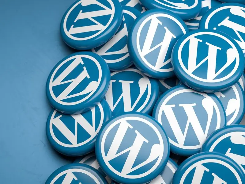 Top 10 Reasons to Have a WordPress Website the image shows a blue background with the WordPress icon appearing on button like discs