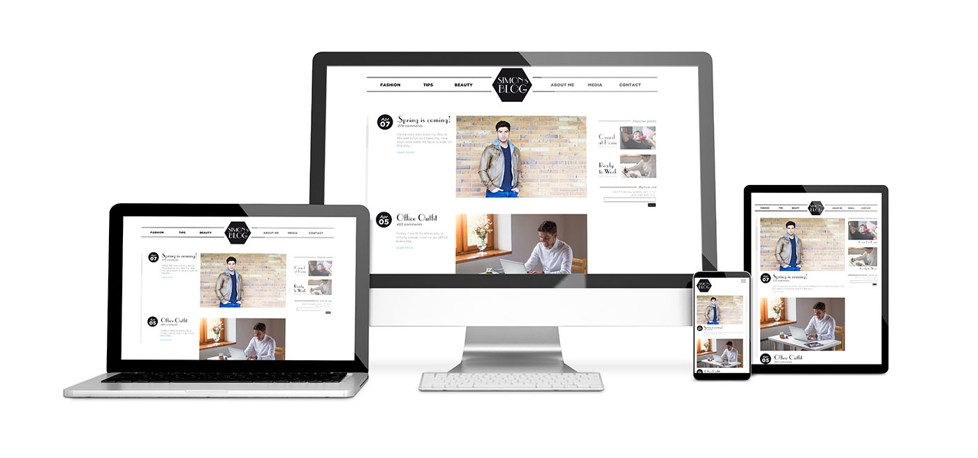 Top 10 Reasons to Have a WordPress Website the image shows a clean looking website on a desktop, laptop, mobile and tablet - concept for WordPress' responsive design capabilities