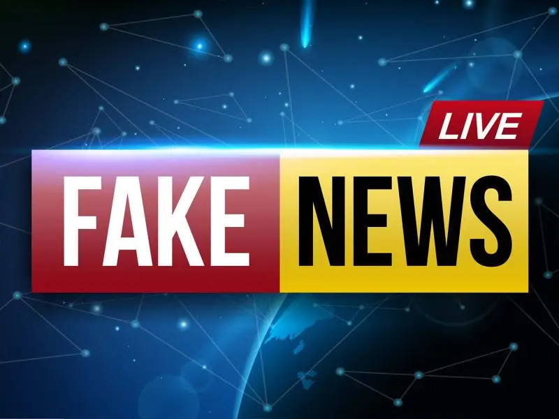 Fake News and the General Election - this image is a mock up of a TV news screen but instead of a channel name the banner says "Fake News"