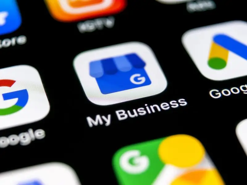 Google My Business - this image shows a part of a mobile phone screen, there are various app icons including the Google My Business App