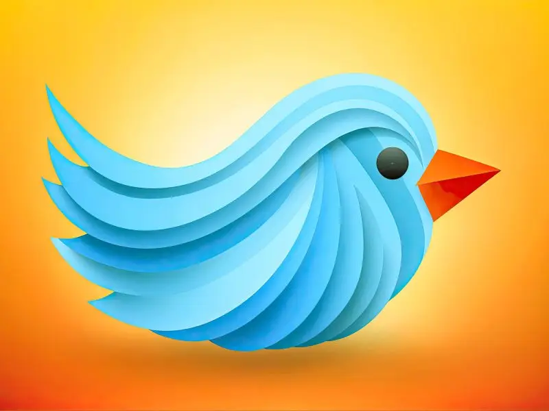 Protecting Your Business Using a Verified Twitter Account - this image shows a bright yellow background with a 3d blue bird - symbolic of the Twitter logo